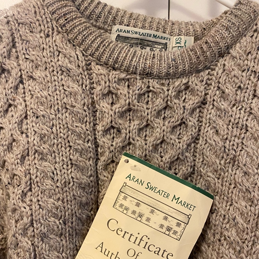 Vintage Aran Sweater Market NWT wool sweater, unisex, XS xsmall, authentic